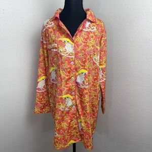Jaye's Studio Sleep Shirt Women's 2-4 Orange Colorful‎ Mandarin Monkey Pull Over